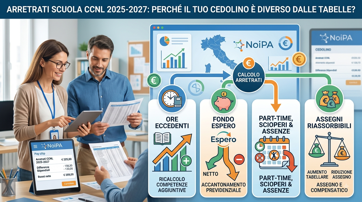 Arretrati CCNL Scuola: perché l'importo NoiPA non coincide con le tabelle?