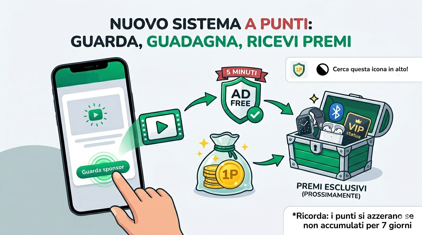Nuovo sistema a punti: guarda, guadagna, ricevi premi